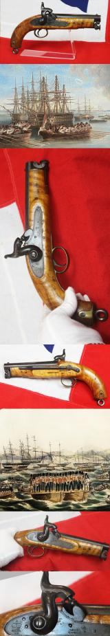 A Rare Crimean War Issue, P1839 Tower of London Royal Naval Sea Service Pistol, In Spectacular, As issued Condition, With Original Finish, Blue and Stock Varnish. Positively and Profusely Stamped & Ordnance Marked, With Numerous Inspection Marks