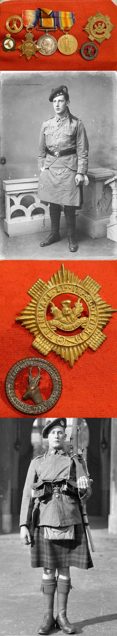 A Good WW1 14/15 Star 'South African' Trio With Transvaal Scottish Badge