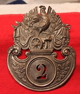 A French 1830's Belltop Shako Helmet Plate 2nd Regiment