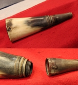 A Georgian 18th century Carved Horn Primer or Pistol Flask