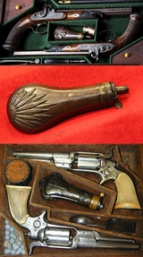 A Very Good & Highly Desirable, 19th Century Pistol Powder Flask For Cased Duellers or Revolver