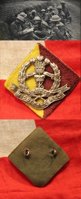 WW1 Middlesex Regt. Officer's Silver Cap Badge, With Rare Battalion Battle Patch