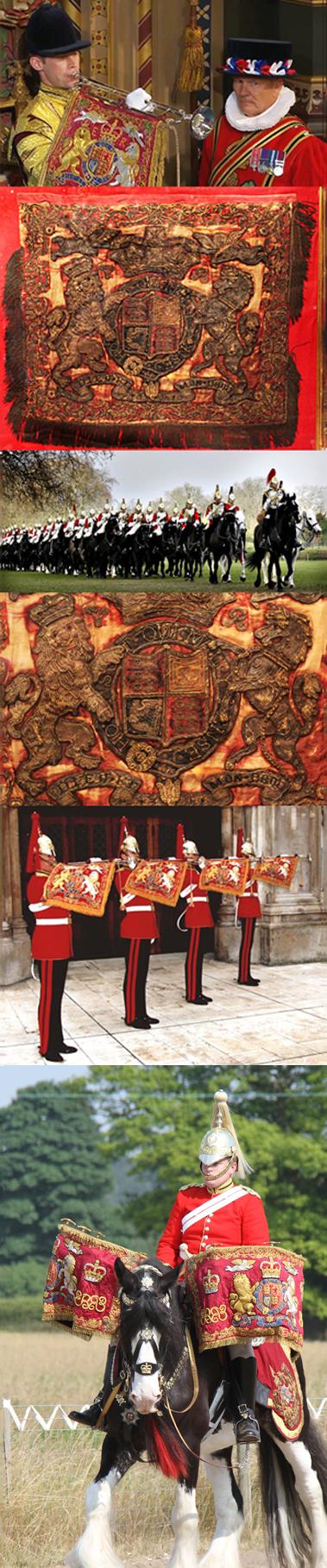 A Most Resplendent, Original Antique and Rare, Victorian, Royal Household,  Royal Horse Guards Fanfare Trumpet Banner