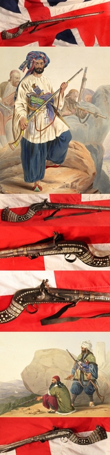 An 18th Century Highly Decorated North West Frontier Jazail, With The Iconic Recurved Butt Stock & Elaborate Inlaid Decor