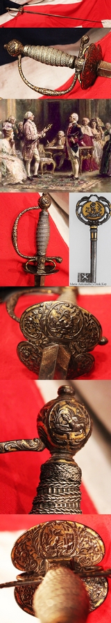 A Wonderful 18th Century French Small-Sword of Parcel Gilt and Blued Steel A Simply Stunning Museum Grade Piece