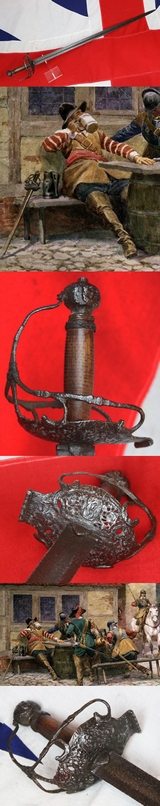 A Very Good, Original, 1640’s  English Civil War Officer's Mortuary Hilted Back Sword