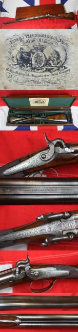 A Simply Fabulous Cased Double Barrelled Percussion Sporting Gun by James Wilkinson