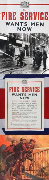 An Original King George VIth Fire Service Recruitment Poster By Fosh and Cross