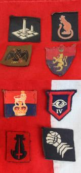 Original Uniform Removed 8 British Formation Badges 1939-1945 & King George VIth