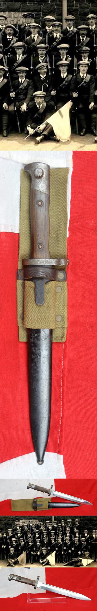 A Good and Rare Provenance, Historical, Irish 1910’s-1920's ‘Gun- Runners’ Ulster Volunteer Force U.V.F. Issue Steyr Knife Bayonet With Original Frog