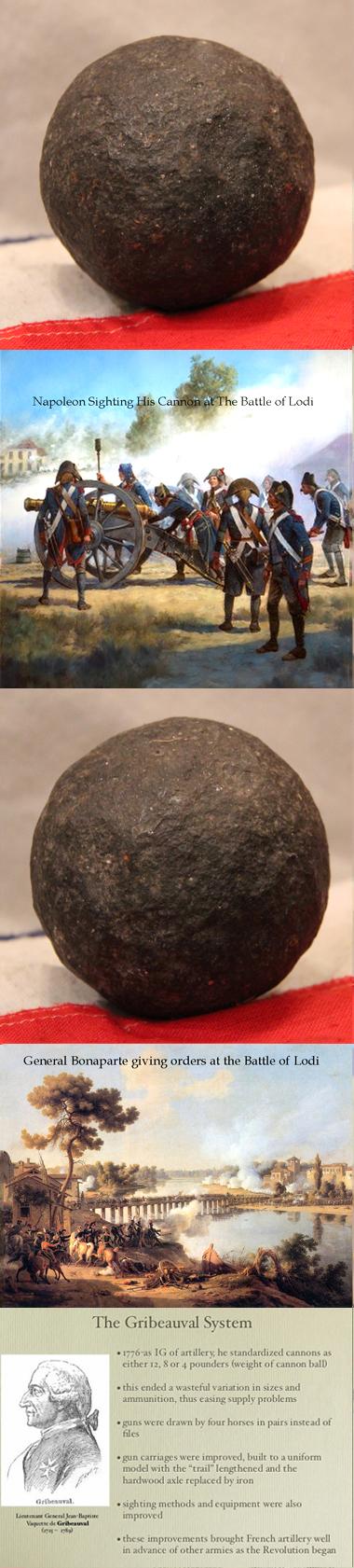 An Original Napoleonic Wars 4 Pounder Solid Shot Gribeauval Cannon Ball Fired From Napoleon's Artillery Battery in 1796
