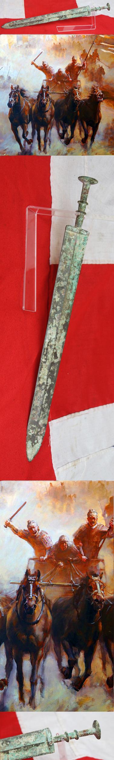 Ancient Chinese Warrior's Bronze Sword, Around 2,300 to 2,800 Years Old, From the Zhou Dynasty to the Qin Dynasty, Including the Period of the Great Military Doctrine 'The Art of War' by General Sun-Tzu