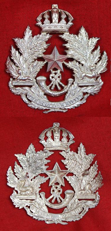 The Scottish Rifles, Helmet Plate, With Battle Honours, Silvered