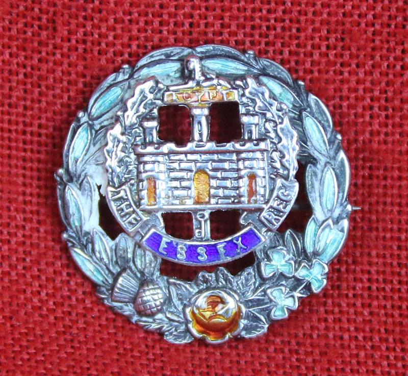 A Very Good WW1 Essex Regiment Sterling Silver & Polychrome Enamel Sweetheart Brooch