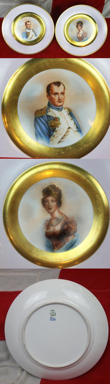 A Fine & Beautiful Pair of Porcelain Cabinet Plates of Emperor Napoleon & Empress Josephine, From the World Renowned Porcelain Factory of Royal Copenhagen.