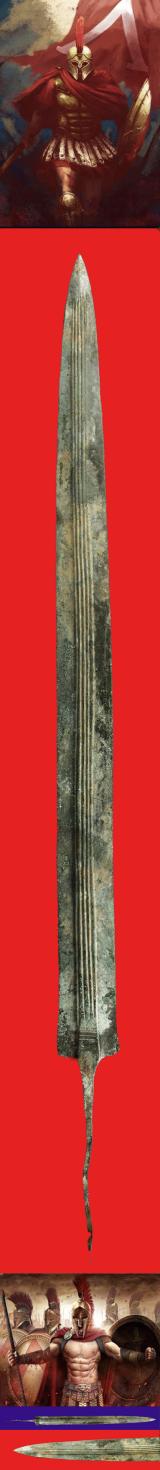 A Simply Wonderful Trojan War Period Full Length Bronze Sword Blade 28.75 Inches Long Circa 1200 B.C.
