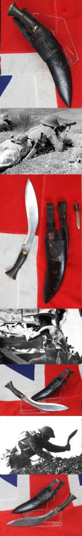 A Very Good WW2 'Chindit' Ghurkha Kukri of the 9th Ghurkha Rifles. In Excellent Condition for Age, in Original Belt Frog