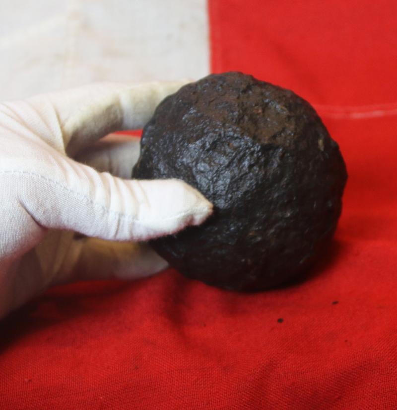 A Most Rare Original 17th to 18th Century Iron Royal Naval Exploding Hand Grenade, 3.5 inches