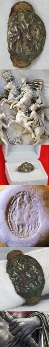 Ancient Early Imperial 1st Century Roman Equestris Legionary's or Centurion's Ring Intaglio Engraved With A Mounted Roman Cavalry Officer