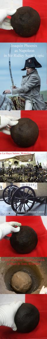 A Very Rare French Battle of Waterloo Excavated 6 inch Howitzer Solid Round Shot Iron Cannon  Ball. Recovered From Waterloo Battle Site and Weighing Around 28 Pounds