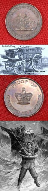 Rare, Victorian, British Board of Trade, Rocket Apparatus, Combination Coin & Medal. 'Proof of Service at a Wreck'. This 19th Century Coin Medal Was A Value of 5/- For Rocket Launching Servicing A Wreck’ In Distress.{But Only 1/- Extra for Saving A Life