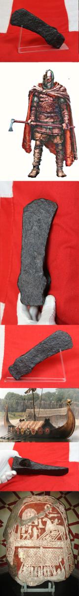 A Rare, Original, Ancient Viking Wrought Iron Battle Hammer-Axe. Found Near Camphill, North Yorkshire, In The 19th Century, Circa 1870's. Around 1100 to 1200 Years Old