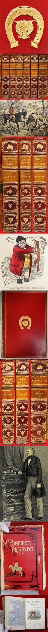 Fabulous 6 Leather Bound Volumes By The Great Sporting Author R. S. Surtees. William Morris Considered Him 
