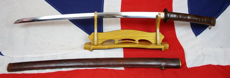 This Is A Truly Fabulous Ancestral Bladed WW2 Officer's Katana With A Rare Shinto Blade, Circa 1615, Signed Hizen no Kuni Ju Nin {Suriage, Tadayoshi} 肥前国住人 & 忠吉作 相模守義道 Bearing the Signatures of Two Master Sword Smiths of Both Hizen and Osaka