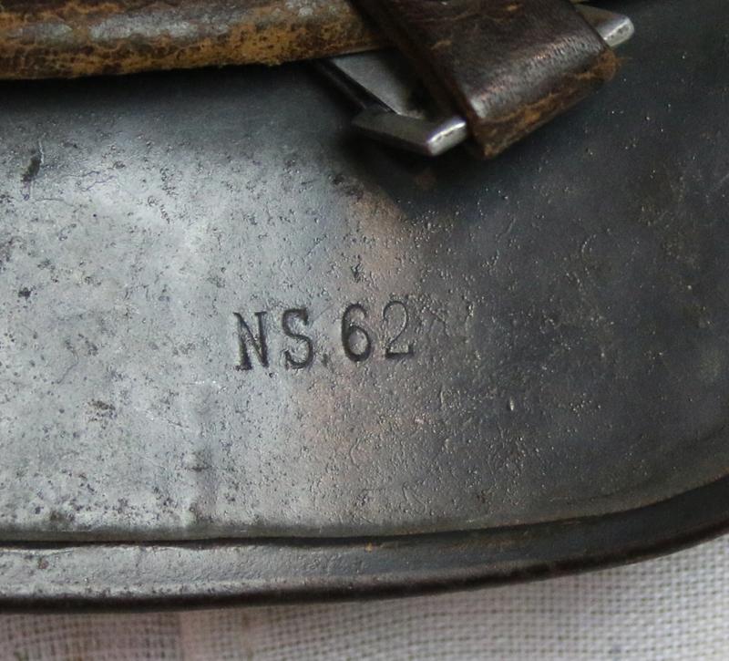 A Most Scarce & Collectable 1935 Issue WW2 Luftwaffe Combat Helmet M35 NS62 Single Decal But Only Partialy Visible. Stamped Batch Number D128. with Original Liner And Partial Chin Strap