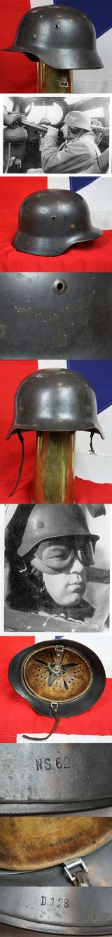 A Most Scarce & Collectable 1935 Issue WW2 Luftwaffe Combat Helmet M35 NS62 Single Decal But Only Partialy Visible. Stamped Batch Number D128. with Original Liner And Partial Chin Strap