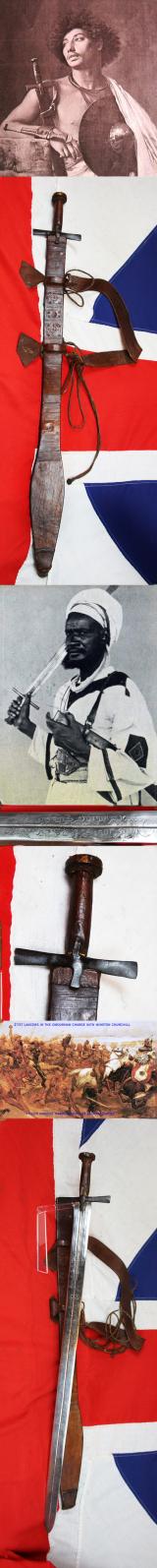 A Hugely Impressive, Attractive and Historical, Sudan War 'Mahdi' Warrior's War Sword, a Siege of Khartoum' Period & Battle of Omdurman Kaskara. With Spectacular Blade Bearing Armourer's Stamps & Inscription 