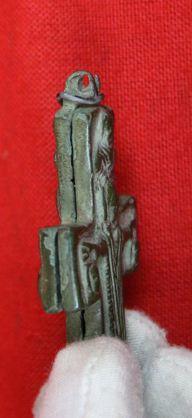 An Early Crusades Period Reliquary Pectoral Encolpion Cross Hinged Two Part Pendant From the Ancient Holy Land. Possibly Presented to a Pilgrim Knight Before His Departure for the Crusade, by an Archbishop or Possibly a Pope. Around 1000 Years Old