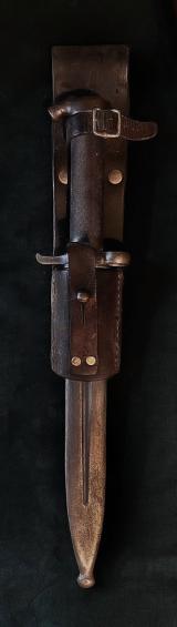 Swedish M1896 Mauser Bayonet, Knife Bayonet for Use on the 6.5 mm. m/1896 Swedish Mauser rifle. The M/1896 Bayonet Was Also Used With the M/1938 Short Rifle and AG42b Ljungmann Self-Loading Rifle During WW2
