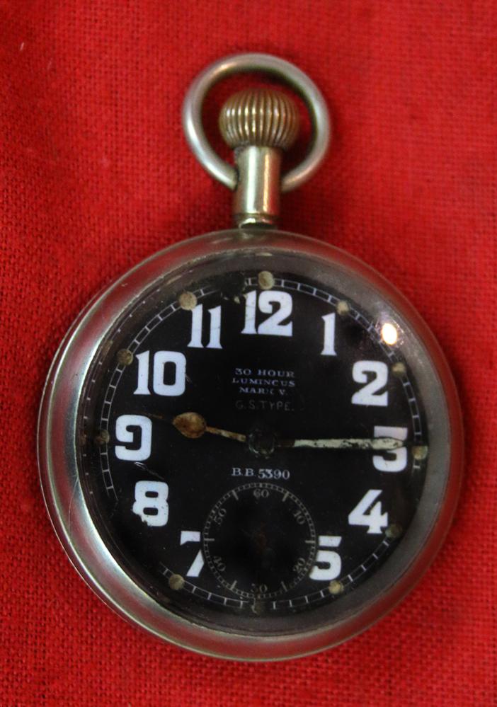 A Superb & Rare Royal Flying Corps, Royal Naval Air Service Issue Cockpit Watch. RFC Stamped. Luminous Dial Elongated Winding Stem For Gloved Pilots Winding A Superb Original Artefact & Mechanical Instrument of WW1 Aeronautical Warfare History