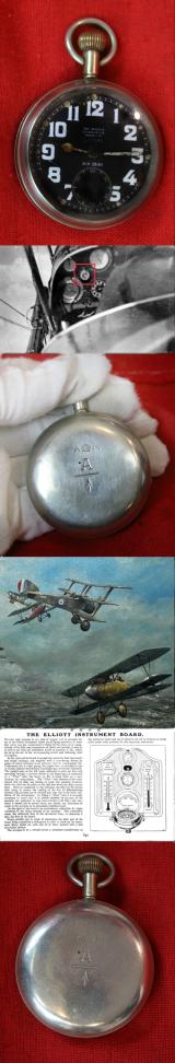 A Superb & Rare Royal Flying Corps, Royal Naval Air Service Issue Cockpit Watch. RFC Stamped. Luminous Dial Elongated Winding Stem For Gloved Pilots Winding A Superb Original Artefact & Mechanical Instrument of WW1 Aeronautical Warfare History