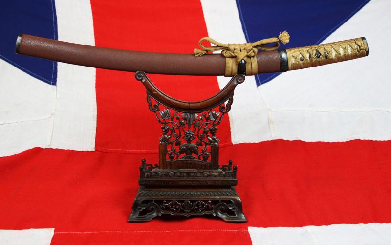 A Fabulous Antique Shinto Samurai Aikuchi O-Tanto In The Design Of A Naginata Naoshi (薙刀直し) Combined With With An Unokubi-Zukuri {Cormarant's Neck} Blade Form. In Stunning Original Edo Mounting