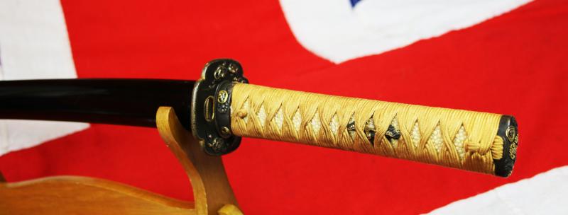 A Super and Most Beautiful Koto Wakazashi Circa 1550 With Original Edo Koshirae of Shakudo, Silver & Gold with a Nagoyamono Tsuba in Shakudo & Gold Prunus Tree With Nanako Ground and a Nanako Rim