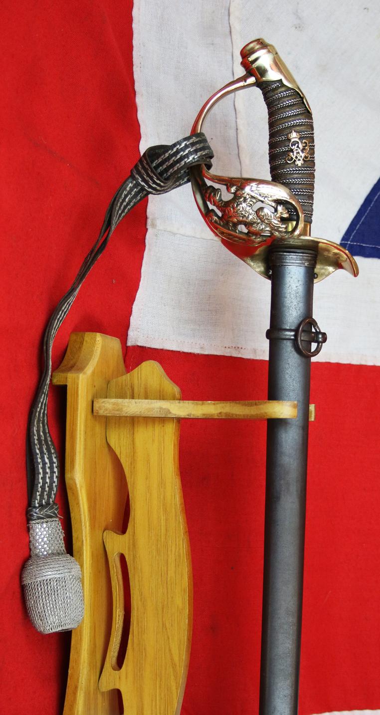 Very Fine 1889 Pattern Regimental Officer's Sword WW1 Imperial Prussian Eagle Guard With Crest of Kaiser Willhelm IInd. Surrendered on the 4th of May 1945. A Few Hours Before The Official Instrument Of Surrender Was Signed at 18.30 Hours