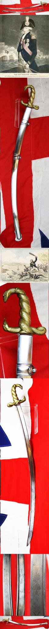 Superb Napoleonic Wars, British Officer's Sabre With Captured French 'Trophy' Mamluk Consular Guard Officer's Damascus Blade, With An Ancient Egyptian Serpent Goddess Hilt. For an Officer Who Served in The Nile Campaign