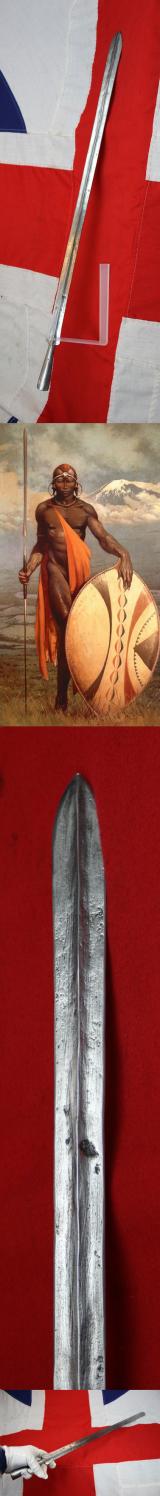 A Superb, Original, Antique Maasai Lion Hunter's Enkuma 'Lion Spear' . From the Maasai Mara of The Great Rift Valley of Kenya. Of the Best, 'Original Maasai Cultural Artifact' Examples We Have Seen in Over 40 years