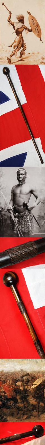 A Most Desirable Original Souvenir, A Collector's Item From The Zulu War of 1879, a War Club, Iwisa, Of A High Ranked Zulu 'isiKhulu', A Warrior's Long Knopkerrie, With a Telegraph Wire Geometric Wirework Bound Haft. In Fantastic Condition