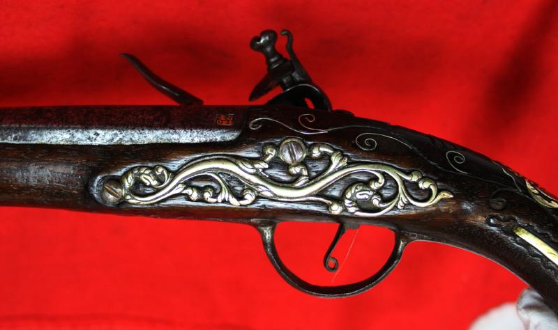 A Superb Corsairs Pirate Pistol. An I8th Century Long Flintlock, Italianate Style. Very Fine Quality Mounts and Engraving From The Mediterranean Region, as Used Throughout the Seven Seas From the Golden Age of Piracy.