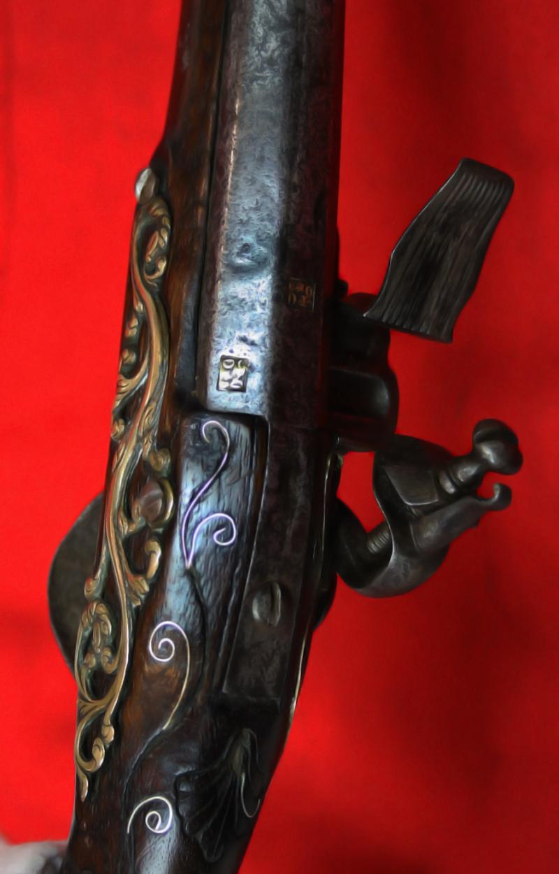 A Superb Corsairs Pirate Pistol. An I8th Century Long Flintlock, Italianate Style. Very Fine Quality Mounts and Engraving From The Mediterranean Region, as Used Throughout the Seven Seas From the Golden Age of Piracy.
