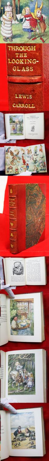 Beautiful Antique Volume,The Timeless Classic, Lewis Carroll, 'Through the Looking Glass and What Alice Found There.' Original 1928 Printing Deluxe Sangorski & Sutcliffe Binding. From The Library of Mina Bowater, Ex Libris Book-Plate by Malcolm Appleby