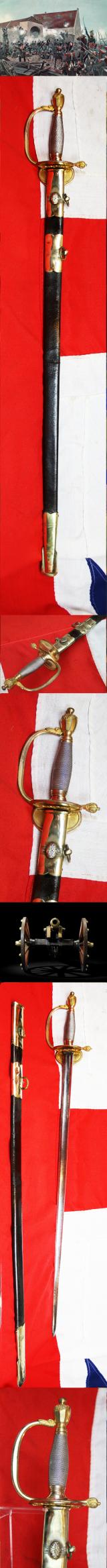 1796 Pattern Foot Artillery Officer's Sword of Captain Andrew {Andreas} Cleeve of the Kings German Legion at Waterloo and Previously at the Peninsular War in 1809. Stationed Near La Haye Sainte, and Supported the Right of the Allied Line Near Hougoumont,