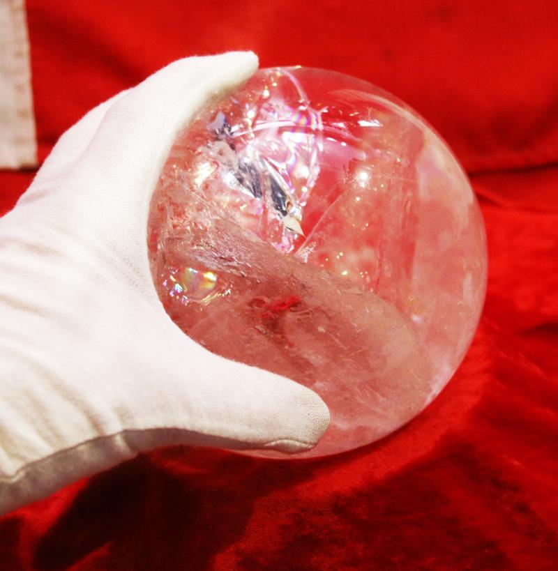 A Stunning Antique Rock Quartz Crystal 'Witch' or 'Scrying' Ball. Containing Internal Veils, Wisps, and Tiny Fissures & Areas Of Incredible Clarity.. A Most Intriguing Classic Antique Collector's Item Of The Esoteric Mystical Arts and Occultism