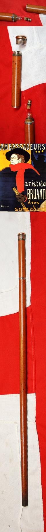 A Beautiful Victorian Hidden Gadget System Cane, Known As the Toulouse-Lautrec Cane. In Carved Mallacca Wood