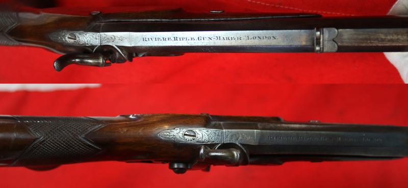 A Most Rare & Beautiful British Percussion Half Stock Light Rifle By Isaac Riviere. A Very Finely Regarded London, Bespoke, Hand Made Rifle Maker Holding Patent for His Unique Percussion Action Designs