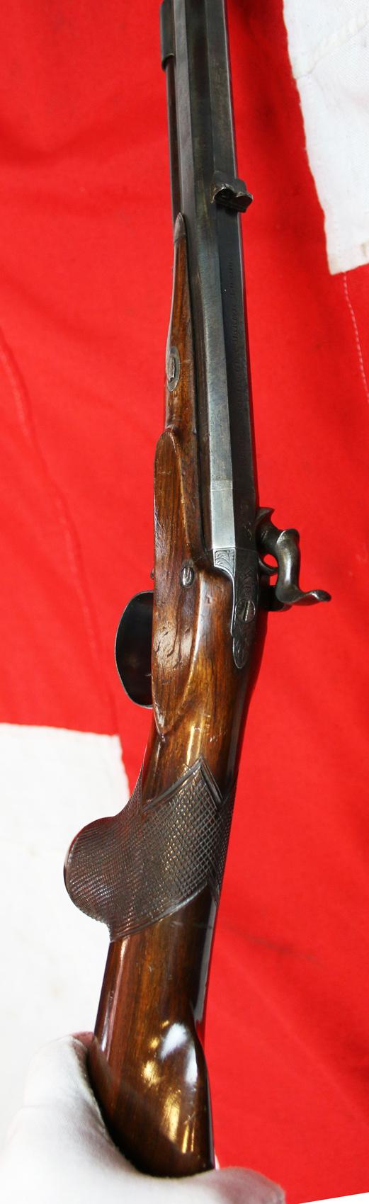 A Most Rare & Beautiful British Percussion Half Stock Light Rifle By Isaac Riviere. A Very Finely Regarded London, Bespoke, Hand Made Rifle Maker Holding Patent for His Unique Percussion Action Designs
