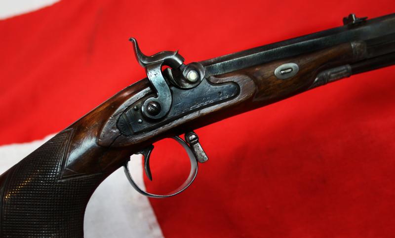 A Most Rare & Beautiful British Percussion Half Stock Light Rifle By Isaac Riviere. A Very Finely Regarded London, Bespoke, Hand Made Rifle Maker Holding Patent for His Unique Percussion Action Designs